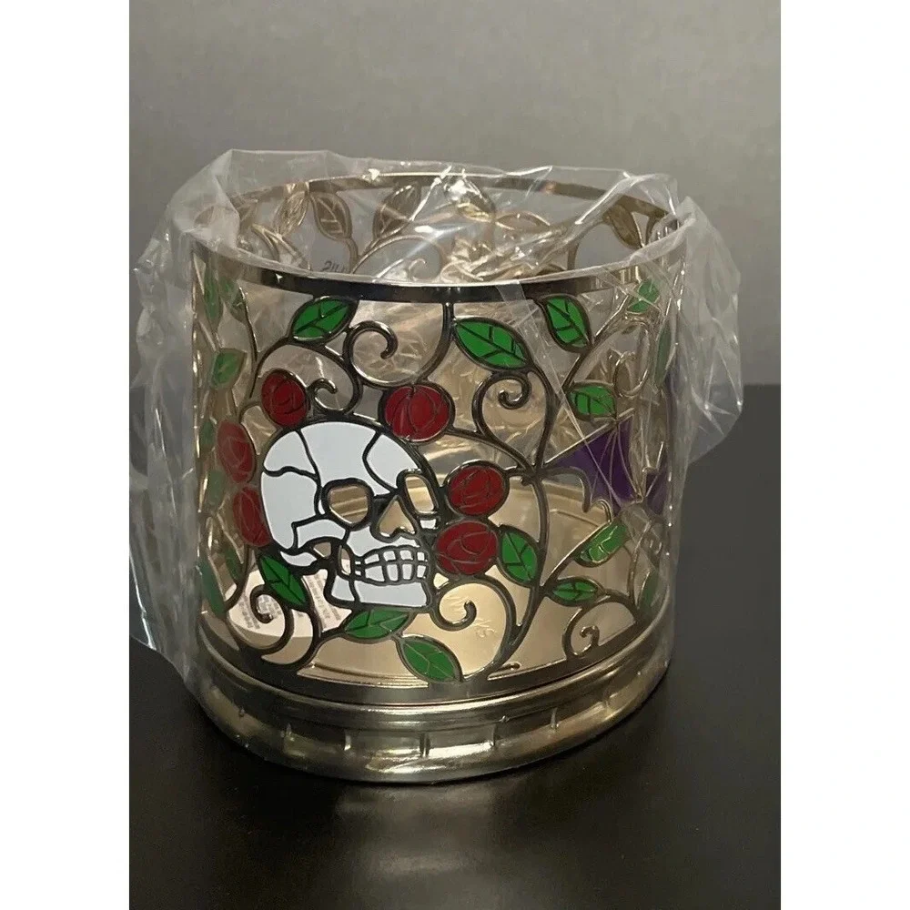 Bath & Body Works Enchanted Skull And Roses 3‎ Wick Candle Holder Halloween 2023